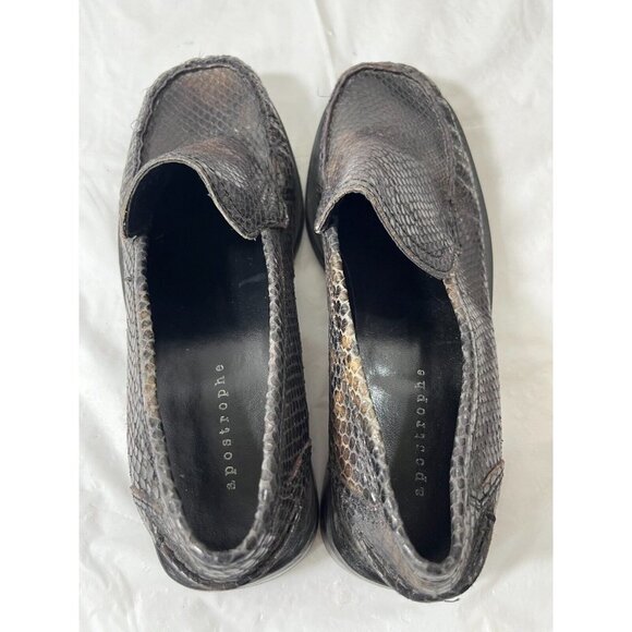 Apostrophe Ratler Leather Loafers 8 M snake print brown black - Picture 15 of 16